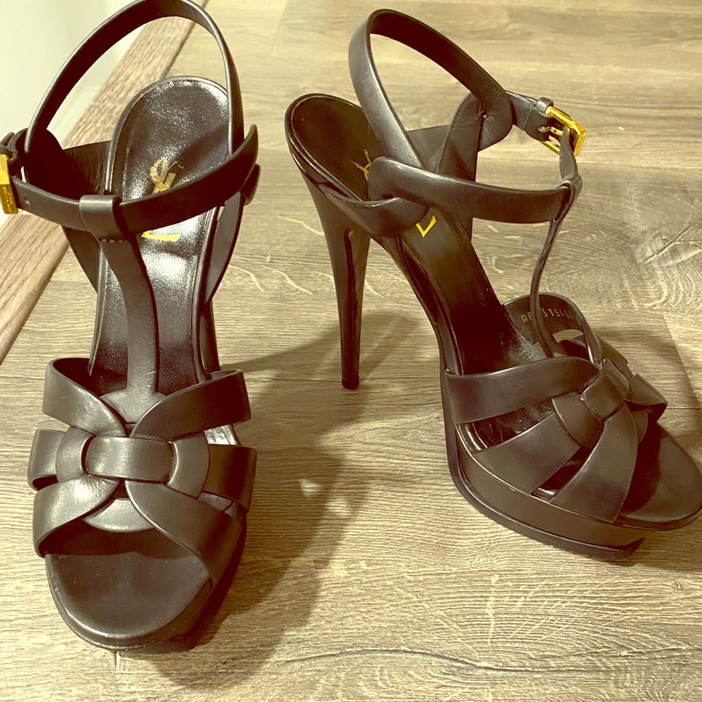 YSL Tribute Leather Platform Sandals